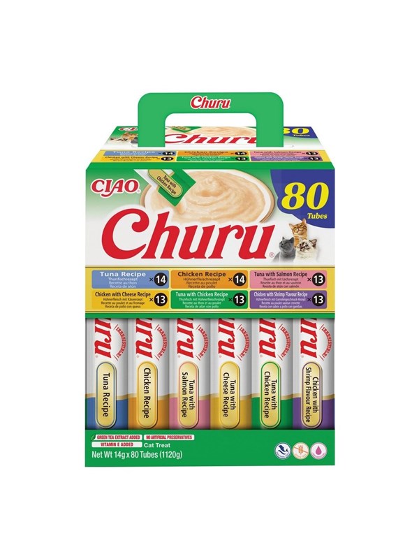 INABA Churu - kylling og tun mix kattegodbidder, 80 × 14 g