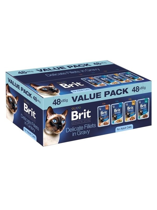 Brit Premium by Nature Delicate fillets in gravy Box - wet cat food - 48x85g