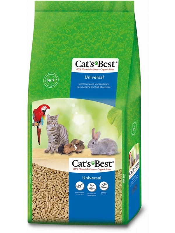 CAT’S BEST Universal, 40 L, Granulat, Chincilla, Fritte, Marsvin, Hamster, Kanin, 22 kg, Papirspose