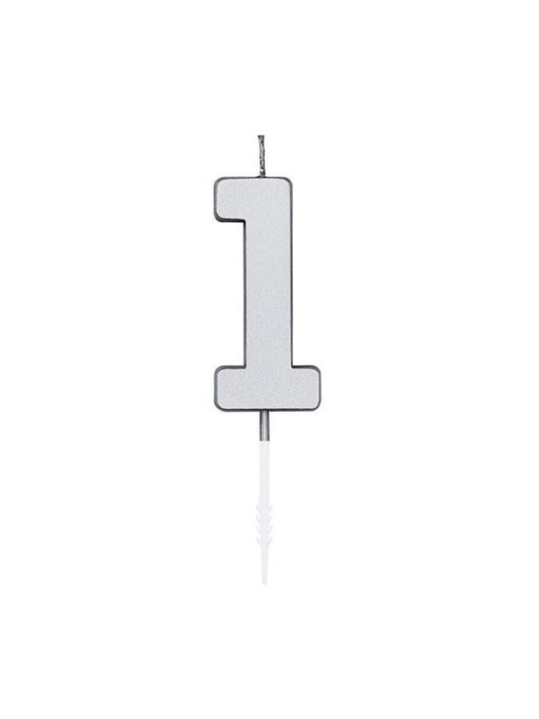 Globos Cake Candle 4.5cm Metallic Silver no. 1
