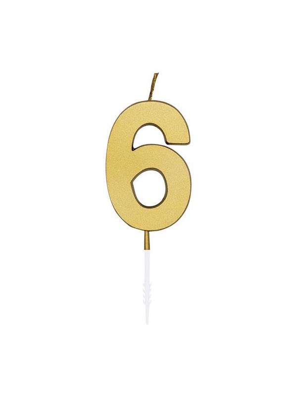 Globos Cake candle 4.5cm Metallic Gold no. 6
