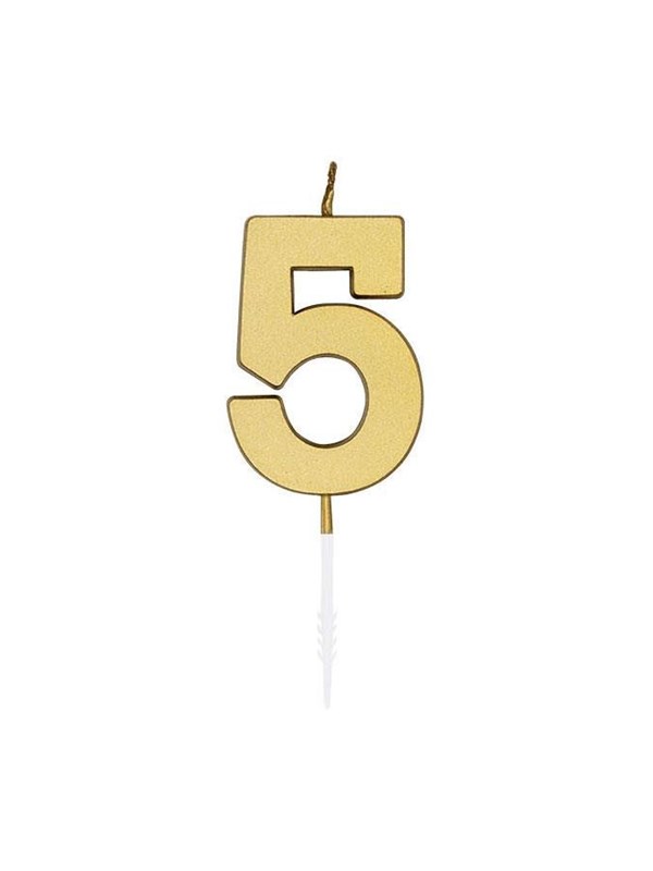 Globos Cake candle 4.5cm Metallic Gold no. 5