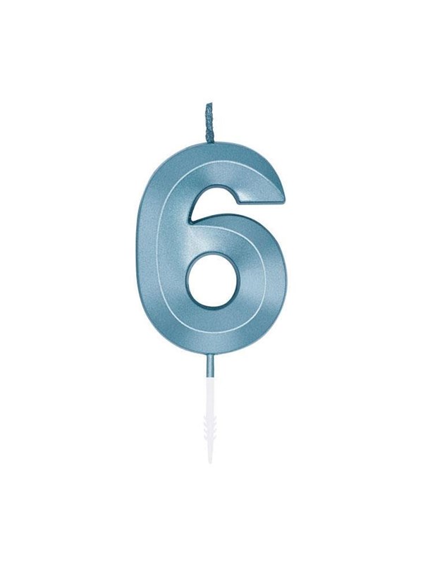 Globos Cake Candle 6cm Metallic Light Blue no. 6