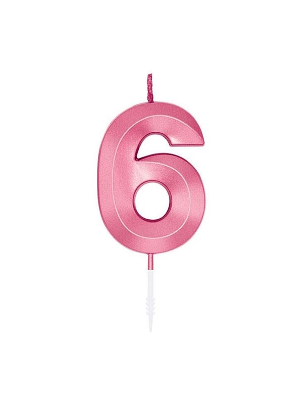 Globos Cake Candle 6cm Metallic Light Pink no. 6