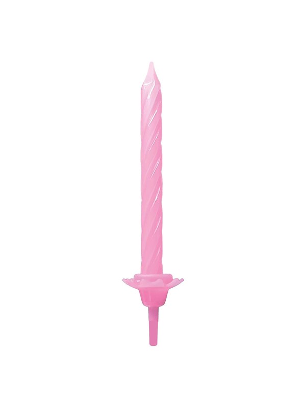 Globos Cake Candles with Holders Light Pink - 12 pcs.