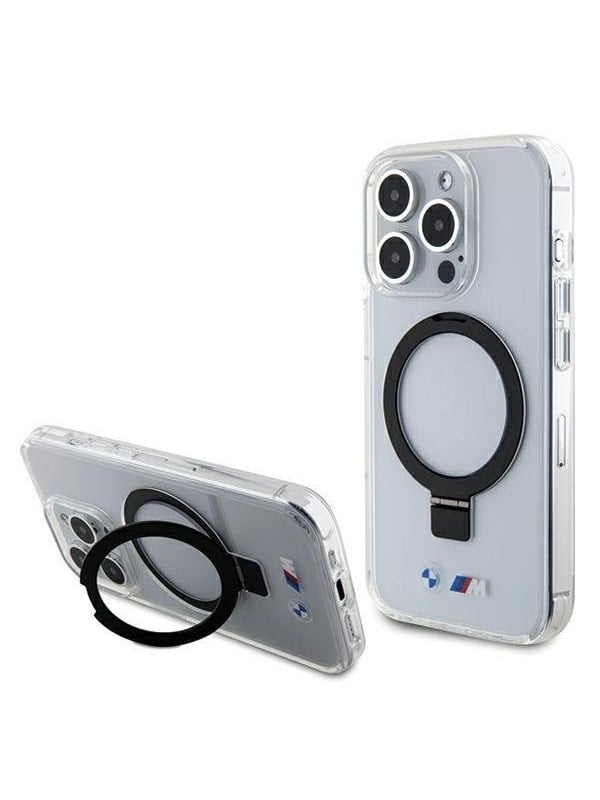 BMW BMHMP15LURST iPhone 15 Pro 6.1" przezroczysty/clear hardcase Ring Stand M Collection MagSafe