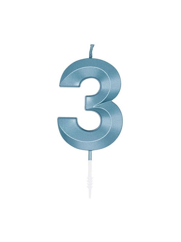 Globos Cake Candle 6cm Metallic Light Blue no. 3