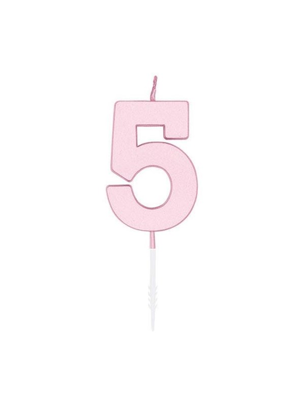 Globos Cake candle 4.5cm Pastel Pink no. 5
