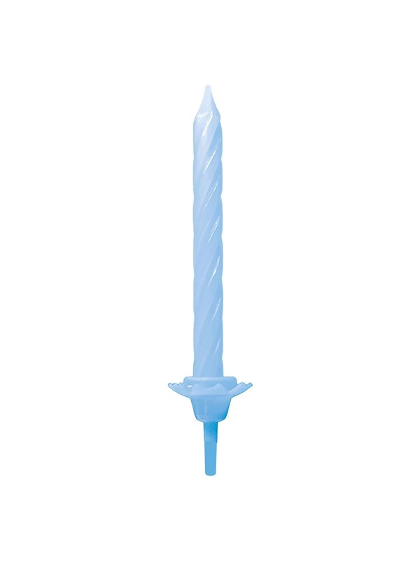 Globos Cake Candles with Holders Light Blue - 12 pcs.