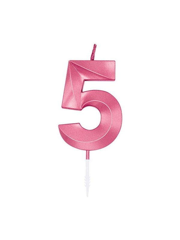 Globos Cake Candle 6cm Metallic Light Pink no. 5