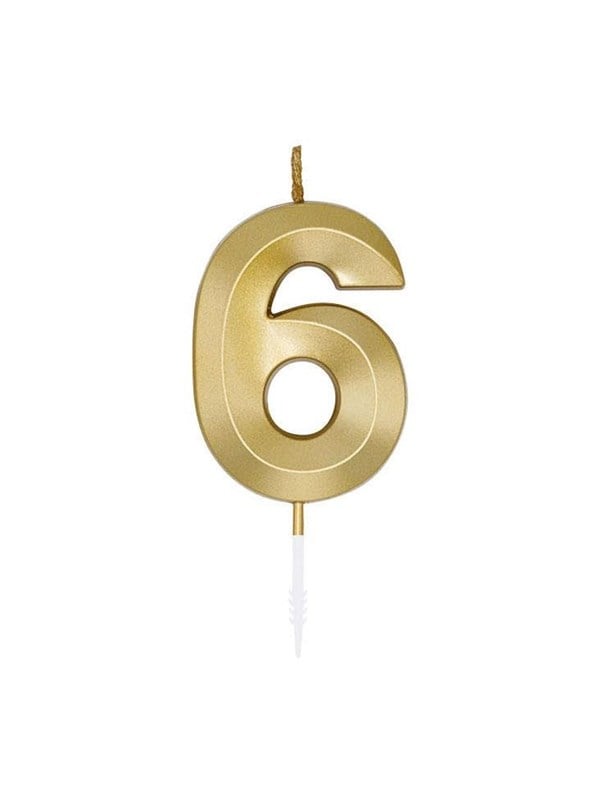 Globos Cake Candle 6cm Metallic Gold no. 6
