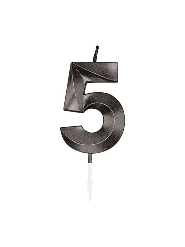 Globos Cake Candle 6cm Metallic Black no. 5
