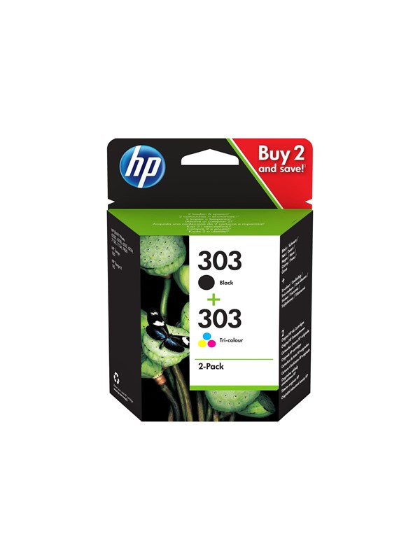 HP 303 - 2 pakker - pigmenteret sort, farve (cyan, magenta, gul) - original - blækpatron - for ENVY Photo 62XX, Photo 71XX, Photo 78XX  ENVY Inspire 72XX, 79XX