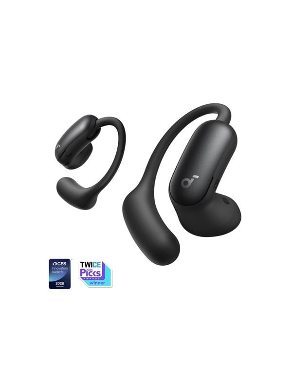 Soundcore AeroFit 2 Pro - Ægte trådløse øretelefoner med mik. - åbent øre - over øret-montering - Bluetooth - aktiv støjfjerning - mat sort