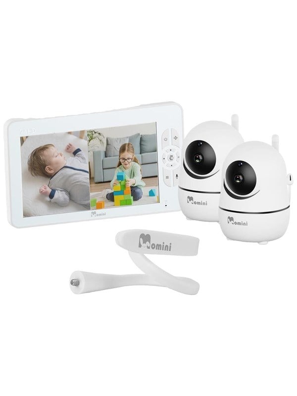 Momini DreamWatcher Baby Monitor with 7" HD Screen and 2 Cameras White