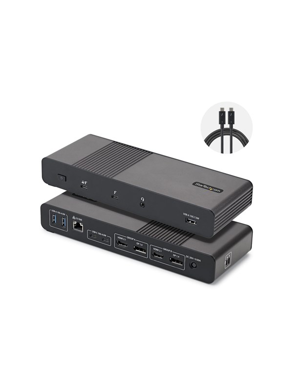 StarTech.com Startech - docking station - USB4 / Thunderbolt 4 / Thunderbolt 5 - 2 x DP 2 x HDMI - 1GbE 2.5GbE - TAA Compliant