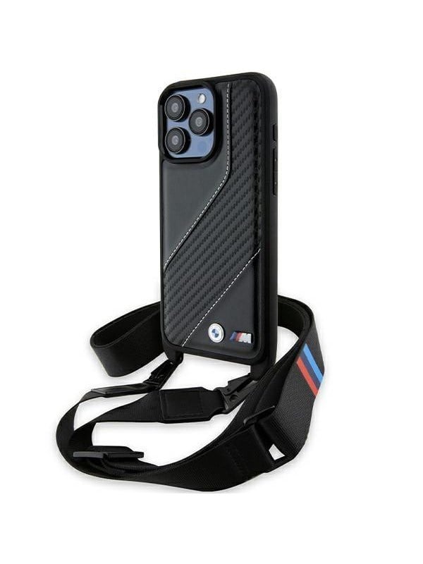 BMW BMHCP15X23PSCCK iPhone 15 Pro Max 6.7" czarny/black hardcase M Edition Carbon Stripe & Strap