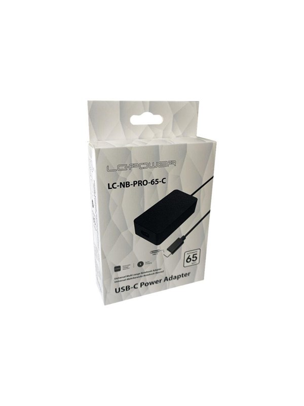 LC-Power LC-NB-PRO-65-C USB-C strømforsyning til bærbar 65 W sort