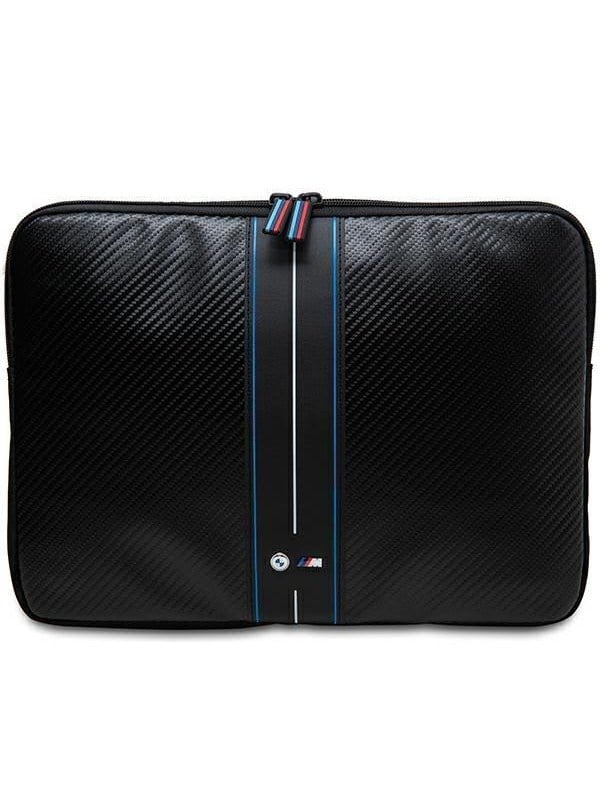 BMW Carbon & Blue Stripe sleeve for a 16" laptop - black