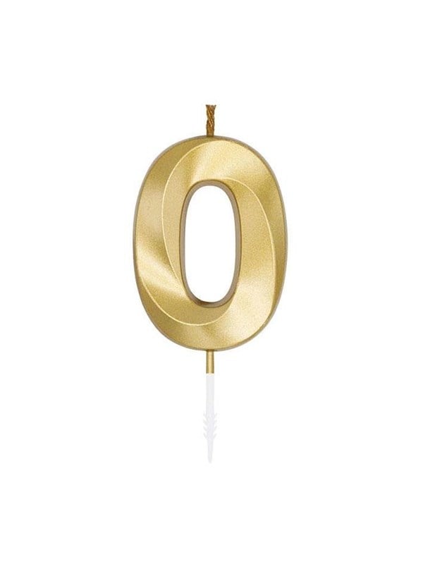 Globos Cake Candle 6cm Metallic Gold no. 0