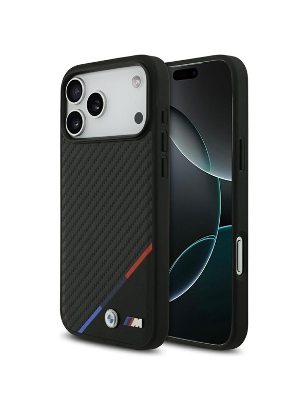 BMW M Carbon Tricolor Line MagSafe Case for iPhone 17 Pro Max - Black