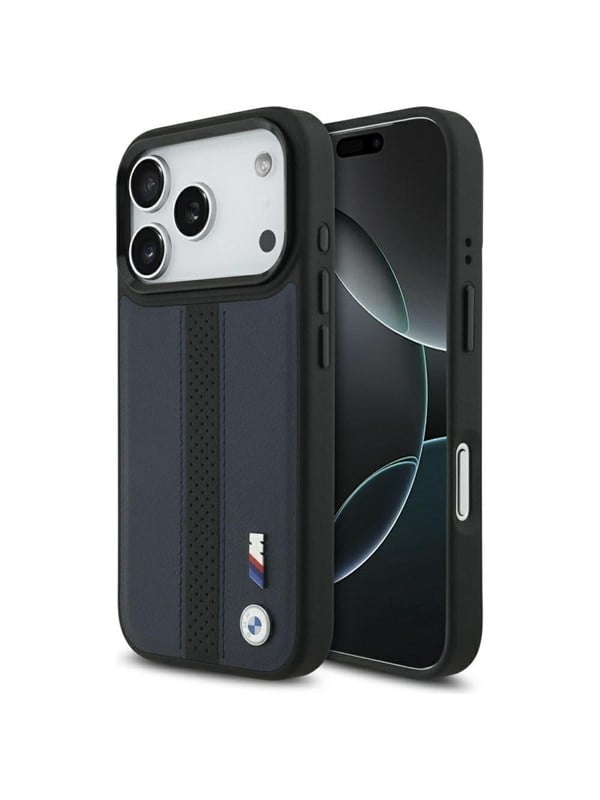 BMW M Perforated Stripe Logo MagSafe Case for iPhone 17 Pro - Navy Blue