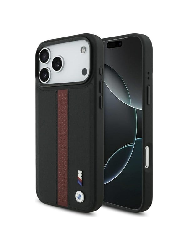 Etui BMW M Perforated Stripe LogoMagSafe do iPhone 17 Pro Max czerwony