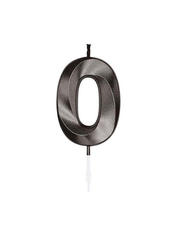 Globos Cake Candle 6cm Metallic Black no. 0
