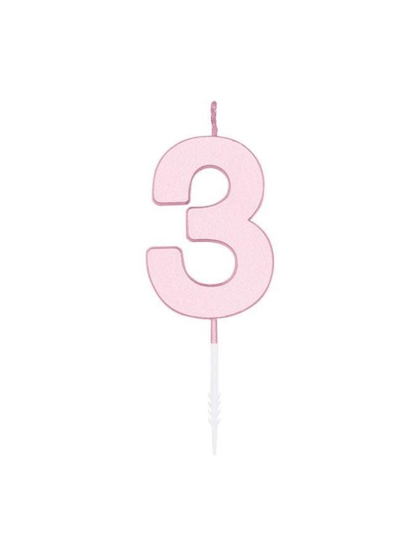 Globos Cake candle 4.5cm Pastel Pink no. 3