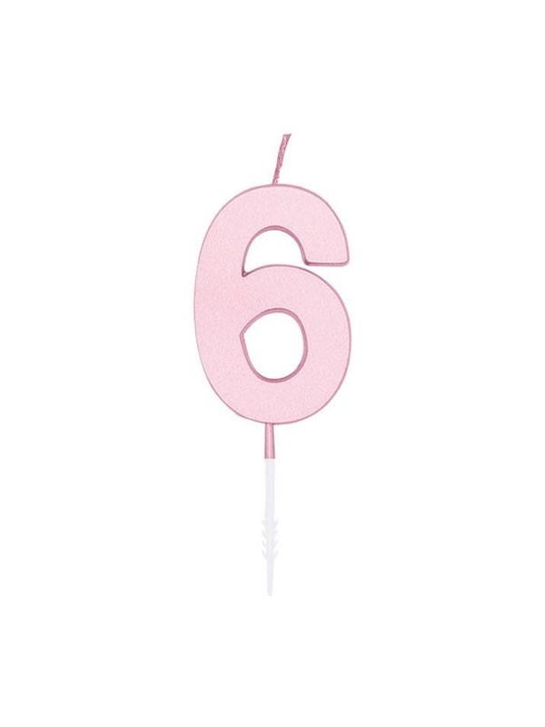 Globos Cake candle 4.5cm Pastel Pink no. 6