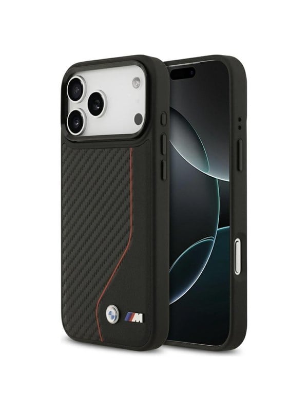 Etui BMW M Carbon Line & Logo MagSafe do iPhone 17 Pro Max czerwony