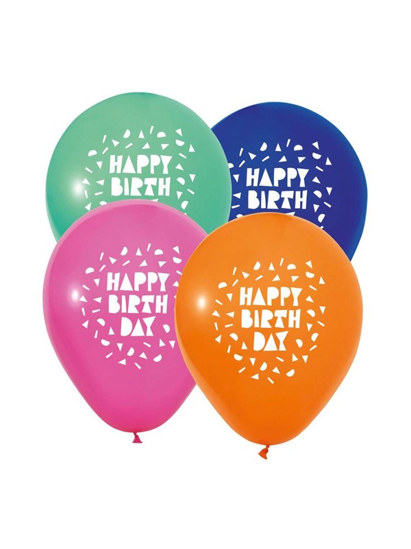 Globos 12 Inch Happy Birthday Balloons - 8 pcs.