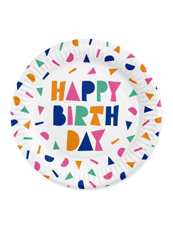 Globos Paper Plates 23cm Happy Birthday - 8 pcs.
