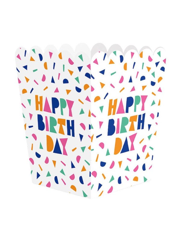 Globos Happy Birthday Paper Snack Boxes - 8 pcs.
