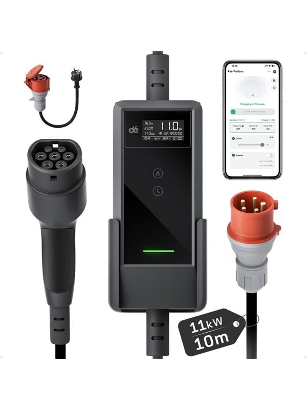 dé 11kW Portable Charger with 10m Cable (APP VERSION)