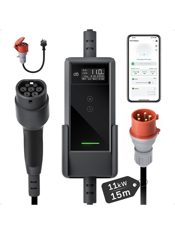 dé 11kW Portable Charger with 15m Cable (APP VERSION)
