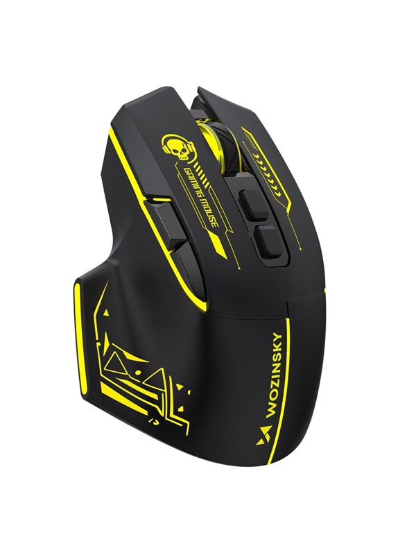 Wozinsky WMGB-1181 Wireless Optical Gaming Mouse 3200 DPI with Built-in Battery and Backlight - Black and Yellow - Gaming Mus - Optisk LED - 4 knapper - Sort