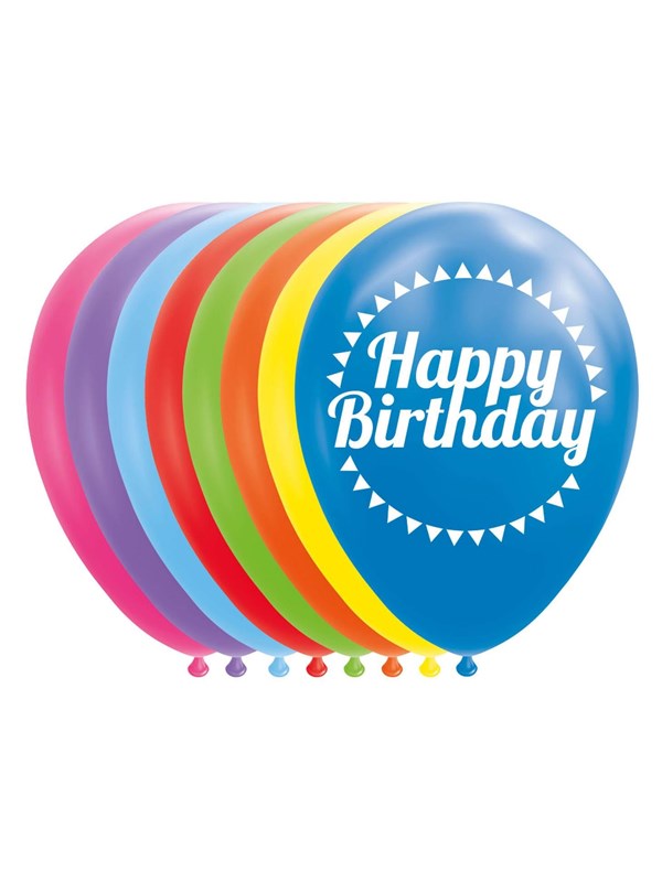 Globos Balloons Happy Birthday Mix Colors 30cm 8 pcs.