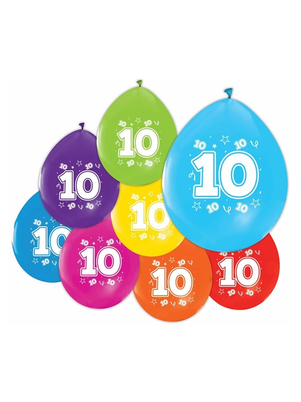 Globos Balloons 2-sided Printed Number 10 8 pcs.