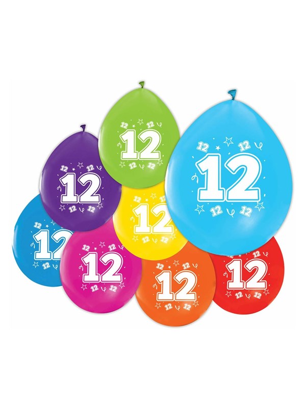 Globos Balloons 2-sided Printed Number 12 8 pcs.