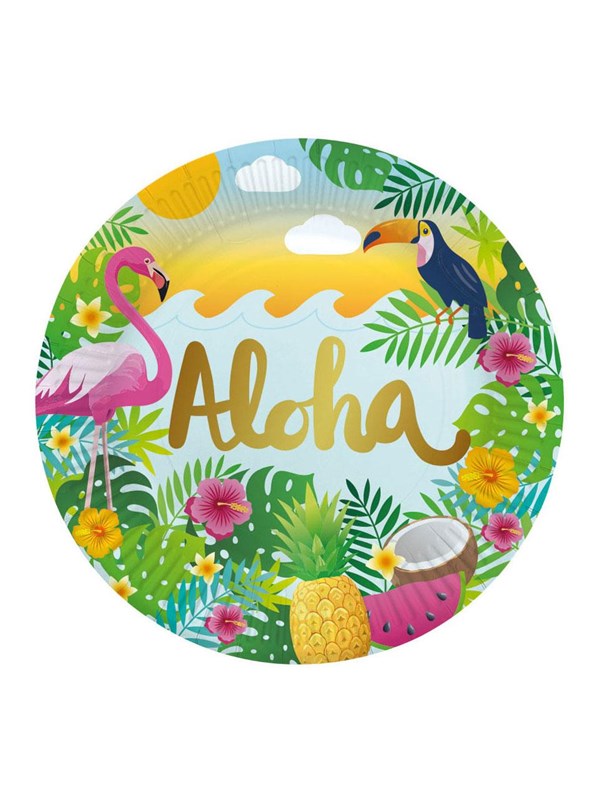 Globos Paper Plates 23cm Aloha - 8 pcs.