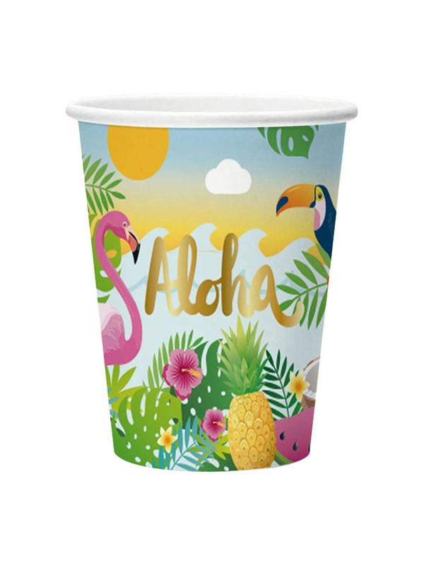 Globos Aloha Paper Cups 210ml - 8 pcs.