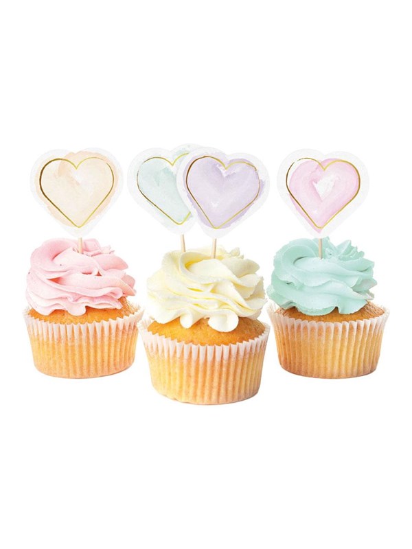 Globos Taartprikkers Watercolors Hearts - 12st.