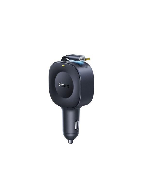 Baseus PrimeTrip VR2 30W Car Charger with Retractable USB-C Cable - Black