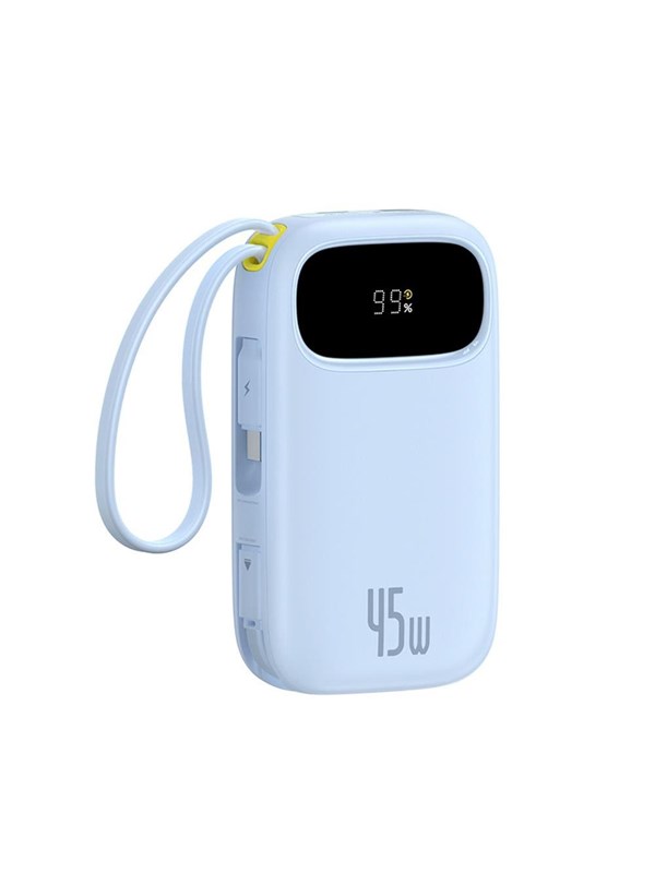 Baseus EnerFill FC31 QPow3 20000mAh 45W Power Bank with Display with USB-C and Lightning Cables - Blue