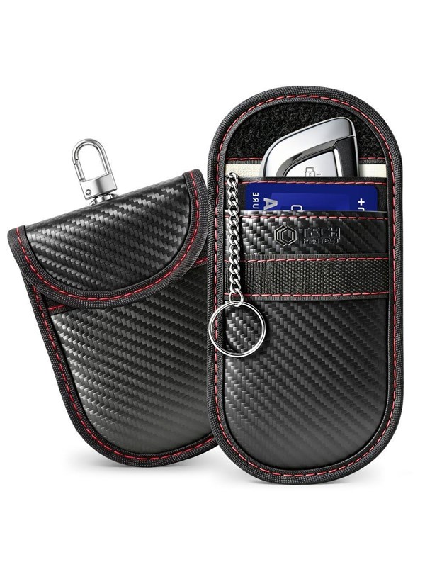 Tech-Protect nøglefri RFID-signalblokerende etui KLR100 carbon black/red