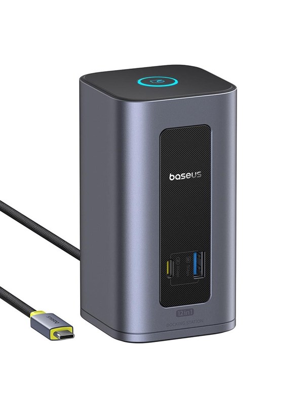 Baseus Nomos NU1 Air Spacemate 12w1 2x HDMI@60Hz 2x DP@60Hz 2x USB-C 2x USBA-A do 5Gbps 2x USB-A RJ45 szara