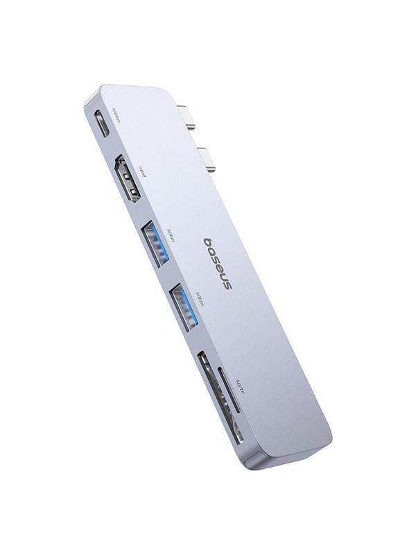 Baseus UltraJoy Series 6-in-1 USB-C 40 Gb/s USB 3.0 HDMI 4K USB Hub with SD and microSD Reader - Gray USB hub