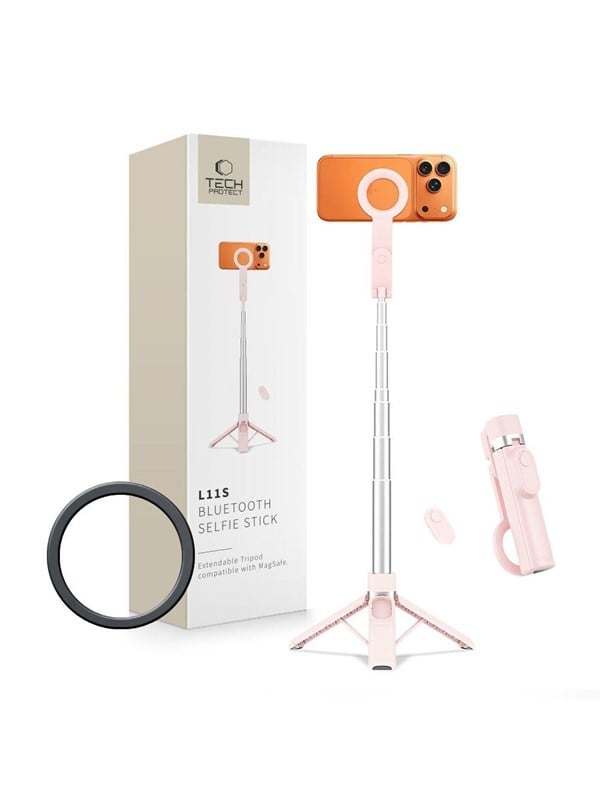 Tech-Protect L11S MagSafe Bluetooth Selfie Stick - Pink