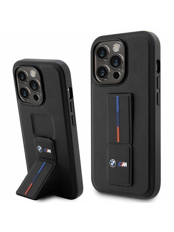 BMW case for iPhone 14 Pro 6,1" BMHCP14L22GSLK black hardcaseGrip Stand Hot Stamp PU